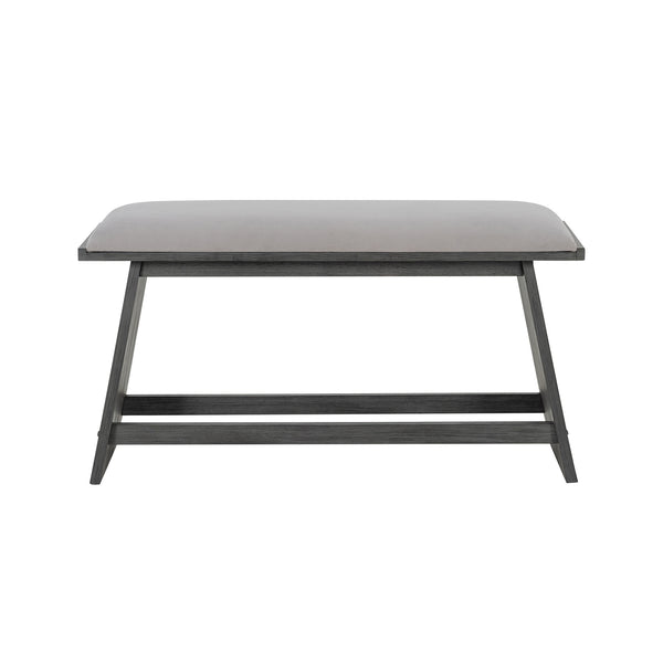 English Elm Jasmine Upholstered Grey Bar Bench with Tapered Solid Wood Legs — Contemporary Bar Seating Design B201P409516