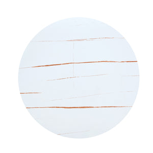 English Elm Round Faux Marble Tulip Pedestal Dining Table Mid Century Modern for Small Bistro Spaces Gold+White W2920P400992