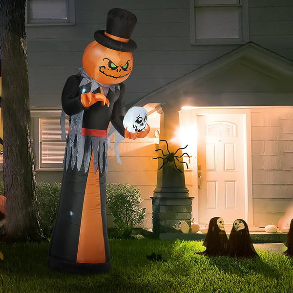 English Elm HOMCOM 11ft Inflatable Christmas Train with Santa Snowman Penguin, LED Lighted Yard Decor for Holidays Orange W2225P229391