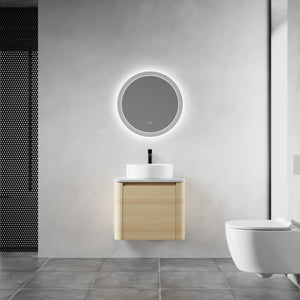 English Elm 24'' Wall-Mounted Bathroom Vanity With Soft-Close Door & Stylish Ceramic Sink For Small Spaces W999S00457