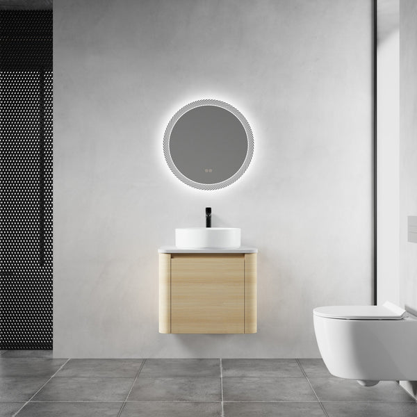 English Elm 24'' Wall-Mounted Bathroom Vanity With Soft-Close Door & Stylish Ceramic Sink For Small Spaces W999S00457