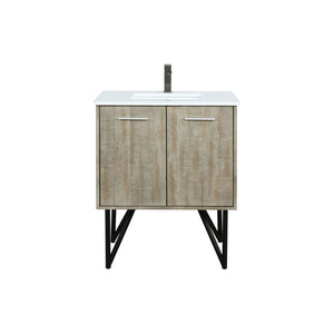 English Elm Rustic Acacia Bath Vanity With White Quartz Top & Gun Metal Faucet – Timeless Charm & Storage Solutions B2731P259601-GIGA