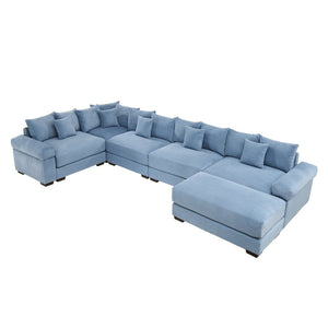 English Elm Oversized Cloud Modular Sectional Couch - Premium Corduroy, Ergonomic Design, Movable Ottoman & More! W714S01361-GIGA