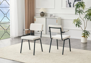 English Elm Dining Chairs Set of 2 Velvet Upholstered with Hangable Arms and Metal Legs W3493P449276