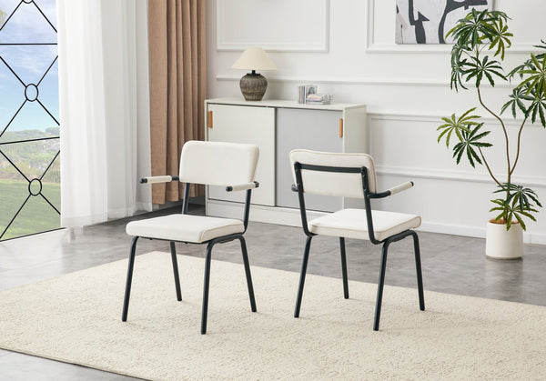 English Elm Dining Chairs Set of 2 Velvet Upholstered with Hangable Arms and Metal Legs W3493P449276