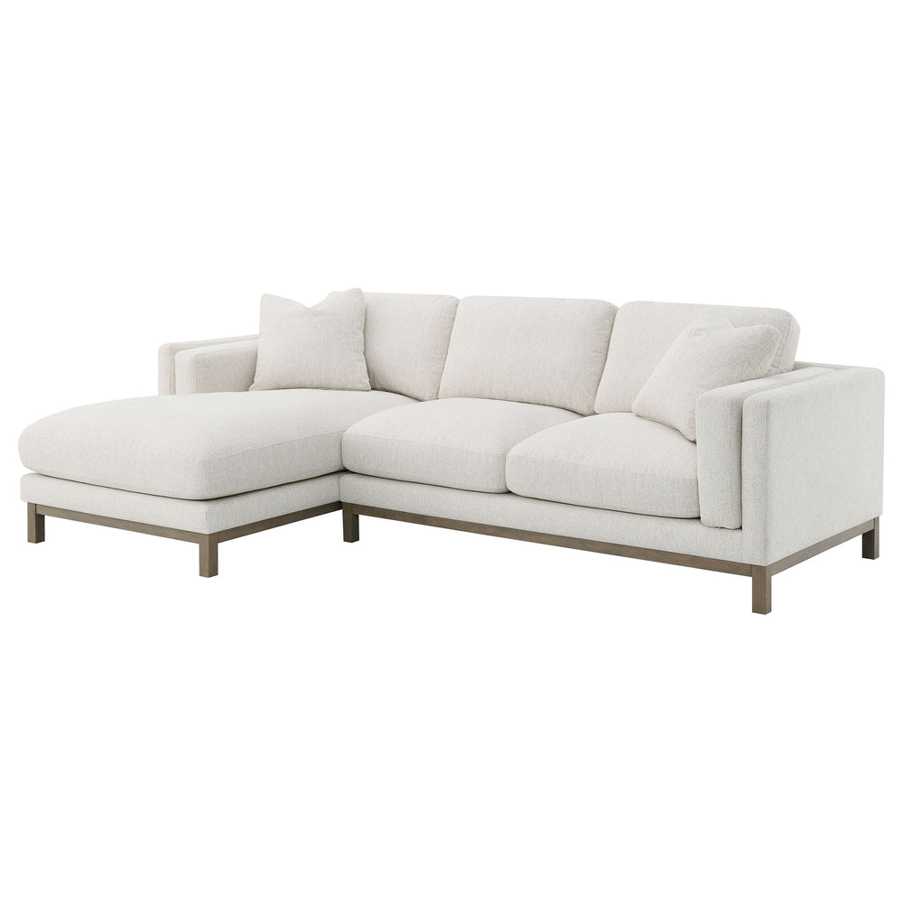 English Elm O'brien Sectional with Chaise Plush Sand Fabric Contemporary Living Room Sofa B062S01529