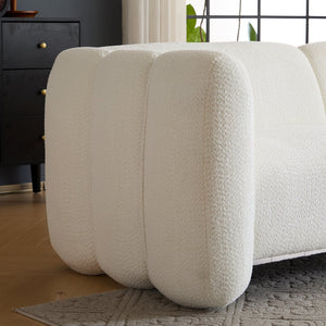 English Elm Tonson Wave Silhouette Boucle Three Seater Sofa Sculptural Modern Living Room Seating White N773IS00030CC