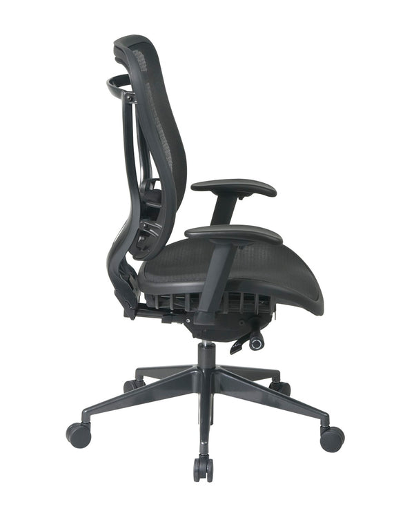 OSP Home Furnishings Executive High Back Mesh Office Chair with Lumbar Support and Ergonomic Synchro Tilt Control 818-11G9C18P