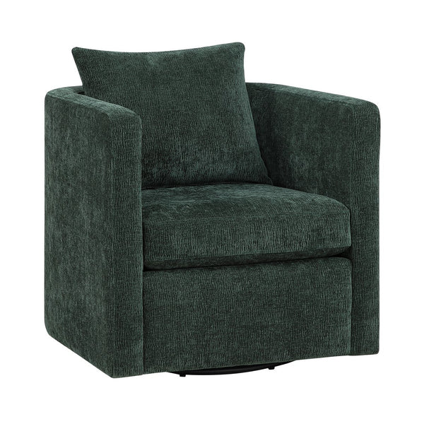 English Elm Sutton Kelly Green Swivel Barrel Chair — Ultra-Soft Performance Fabric, Reversible Cushions, 360° Comfort and Stain-Resistant Durability B050P322587