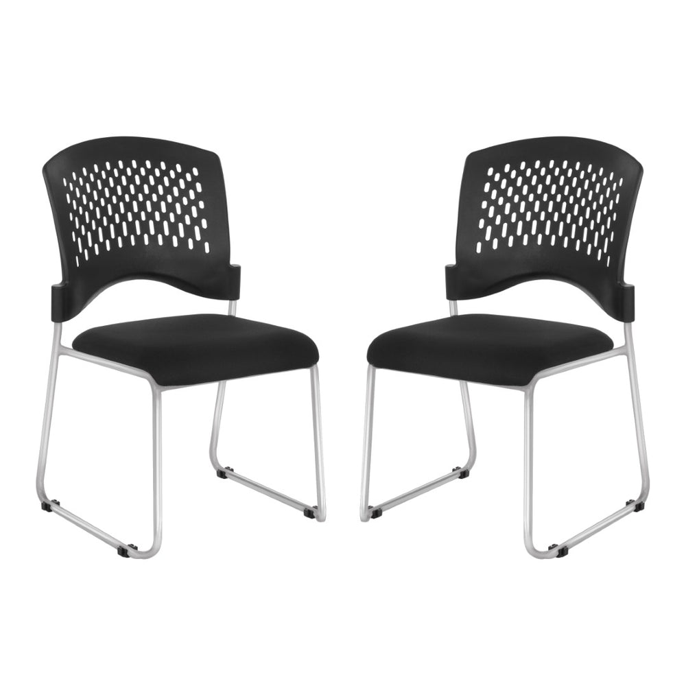 OSP Home Furnishings Visitor's Pro-line Ii Stacking Chair 2-pack with Chrome Sled Base for Office Spaces 8455C2-30