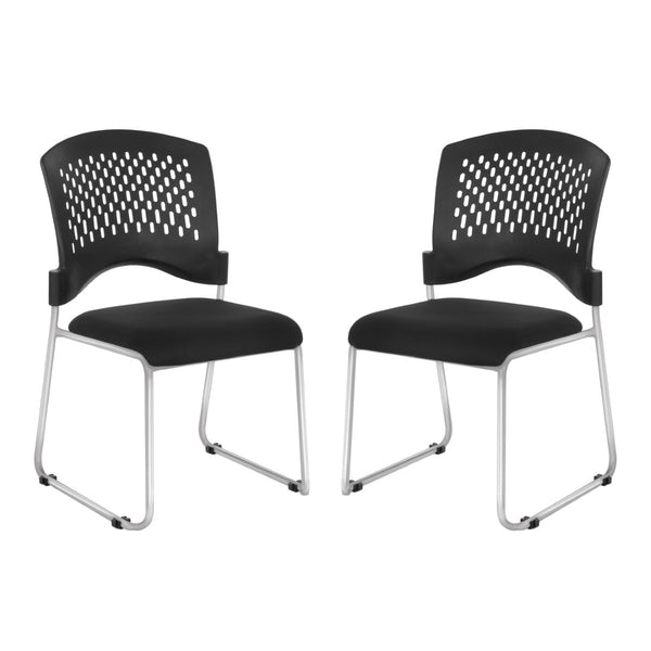 OSP Home Furnishings Visitor's Pro-line Ii Stacking Chair 2-pack with Chrome Sled Base for Office Spaces 8455C2-30