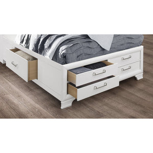 English Elm Civic King Platform Storage Bed Bookcase Headboard with Built-in Lighting White B201S00491