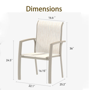 English Elm VRSHWO Metal Patio Chairs Set of 2 - Weatherproof Stackable Outdoor Dining Seats with Textilene Mesh, 400 lb Capacity Cream Color W213P335868