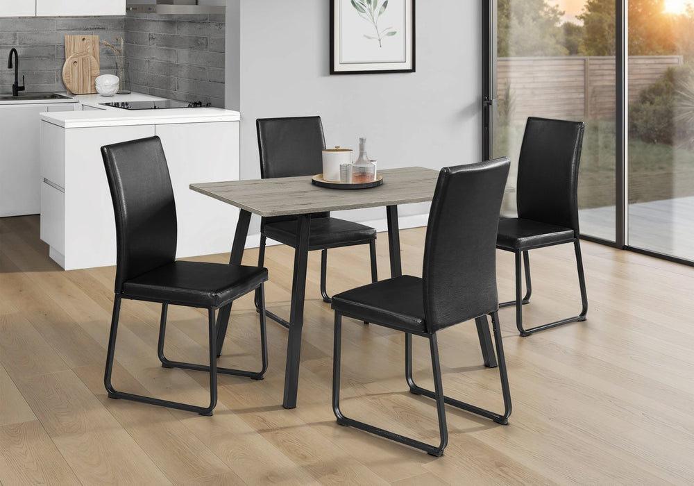 English Elm Dining Table Rectangular Laminate Top Angled Black Metal Legs Modern Kitchen Seating Grey B2710P461771