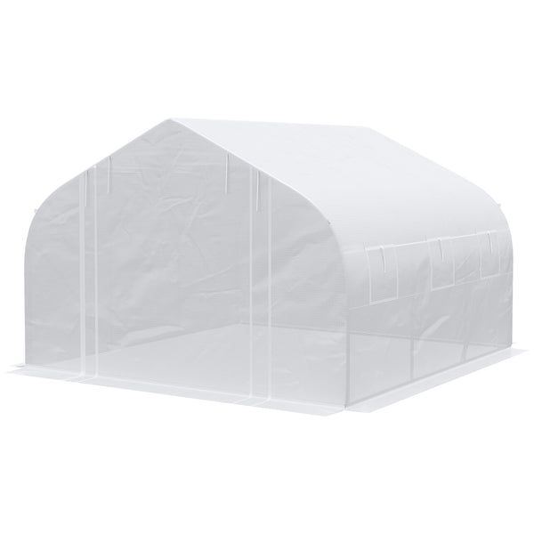 English Elm Outsunny Large Tunnel Walk-in Greenhouse Steel Frame with Mesh Ventilation Panels W2225P217787