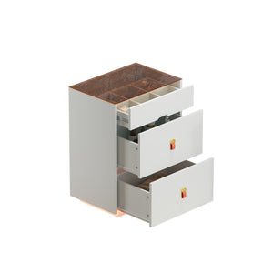 English Elm 3-Drawer 30" Nightstand with LED Light & Remote, Glass Top Jewelry Organizer, 3 Spacious Drawers White N733P304515K