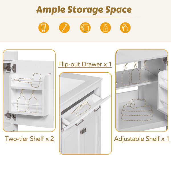 English Elm 30-inch Modern Bathroom Vanity with Ceramic Sink, Gold Accents, Solid Wood Frame, Soft-Close Doors and Ample Storage White WF324045AAK