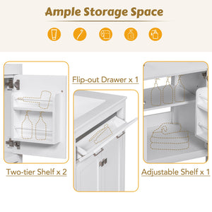 English Elm 60" Modern Bathroom Vanity Set with Double Ceramic Sinks, Soft-Close Doors, Flip Drawer & Storage White N729P000002K