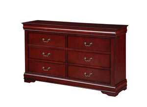 English Elm Louis Philippe Six Drawer Dresser with Brushed Nickel Hardware and Classic Curved Molding Cherry B2726P252752