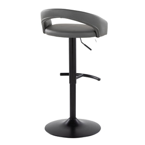 English Elm Adjustable Swivel Barstools Grey Faux Leather Seat Black Metal Base Set of 2 B202S01983