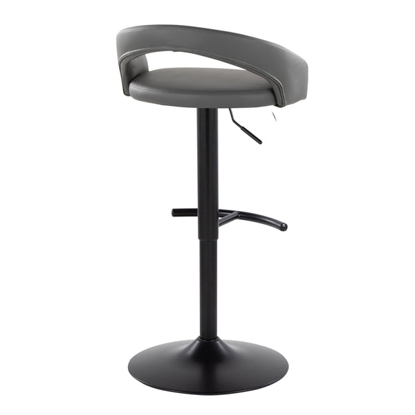 English Elm Adjustable Swivel Barstools Grey Faux Leather Seat Black Metal Base Set of 2 B202S01983