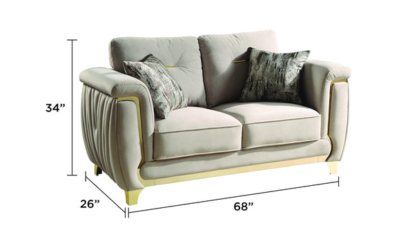 English Elm Leena Contemporary Upholstery 2Pc Living Room Set With Gold Accents & Plush Beige Comfort Design B009S01440