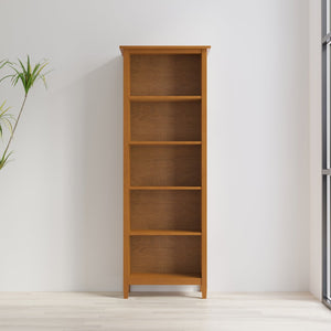 English Elm Warm Shaker 5 Shelf Bookcase Brown Pine - Handcrafted Solid Wood, Light Golden Finish, Adjustable Shelves B136P238605