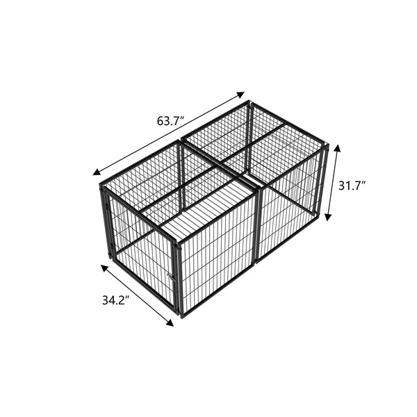English Elm Large Iron Wire Dog Kennel with Top Cover Modular Indoor Pet Enclosure Matte Black W1820P456878