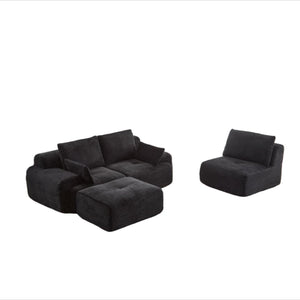 English Elm Modern Memory Foam Compressed Sofa — Pet-Friendly Corduroy Modular Sectional, Cloud-Like Comfort, No Assembly Black W3723S00010