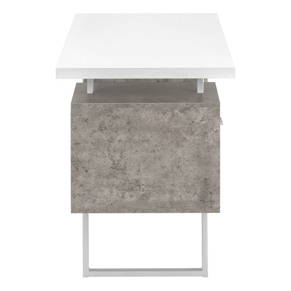 English Elm Computer Desk For Home Office - Reversible Design, Ample Storage, Modern Style In White & Grey B2710P219865