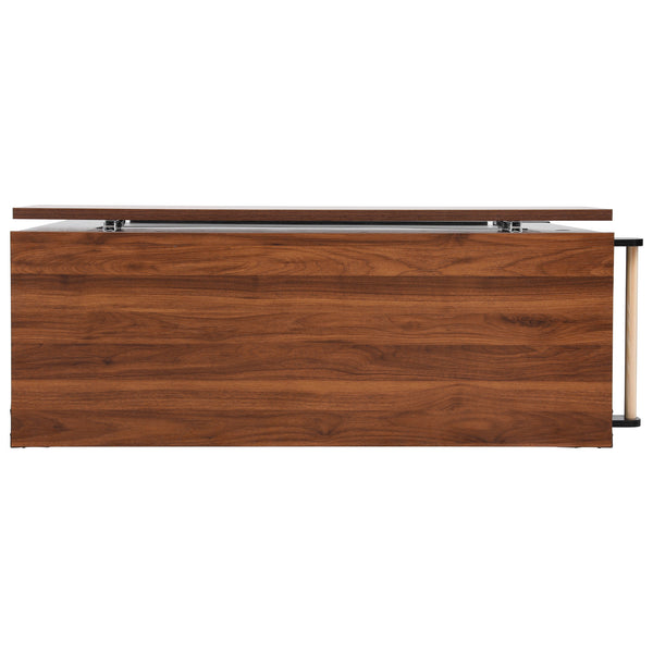 English Elm K&K 53" Farmhouse Kitchen Island with Drop Leaf, Tempered Glass Doors, Power Outlet, Rolling Cart Black N707P263637B