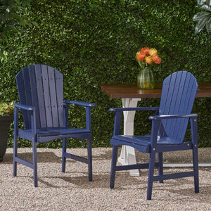 Christopher Knight Home® Noble House Outdoor Weather Resistant Acacia Wood Adirondack Dining Chairs (Set Of 2), Blue Navy Finish