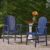 Christopher Knight Home® Noble House Outdoor Weather Resistant Acacia Wood Adirondack Dining Chairs (Set Of 2), Blue Navy Finish