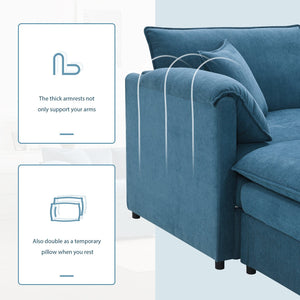 English Elm [video]103" Chenille L-shaped Sectional with Movable Ottoman Deep Seat Cloud Sofa Blue N723S0687C