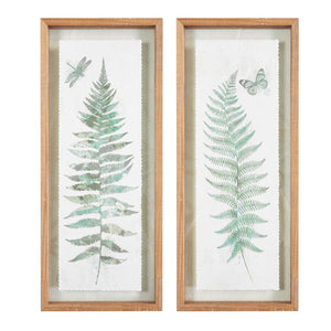 Madison Park Linden Farm House Fern 2-piece Framed Glass Wall Art Set MP95G-0256 Natural