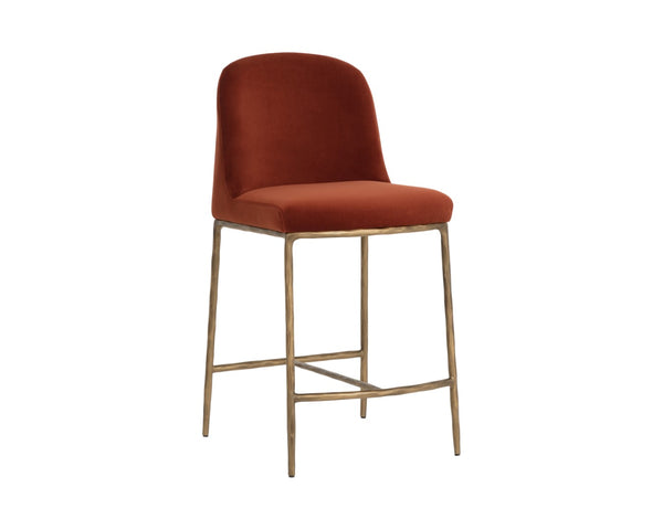 Sunpan NESTOR Counter Stool in Meg Rust - Ergonomic Comfort, Artisanal Design & Elegant Metal Detailing 112576