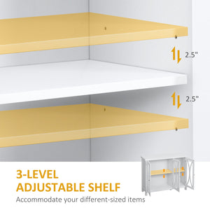 English Elm Homcom Modern Buffet Cabinet With 3 Glass Doors, Adjustable Shelves, Stylish Arc Design, White W2225P217377