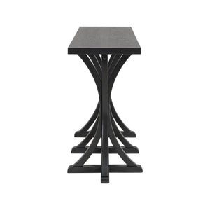 English Elm U-style Farmhouse Console Table Oak Veneer Top Curved Rubberwood Legs Entryway N711P295300B