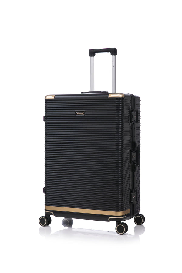 English Elm Luggage Set 3 Piece Polycarbonate Aluminum Frame Hard Shell Travel Suitcases with Lock Black T3292P361538