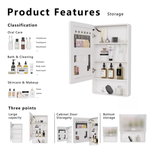 English Elm Led Medicine Cabinet with Anti-fog Mirror Warm Lighting Aluminum Wall Mount Bathroom W3083P451437