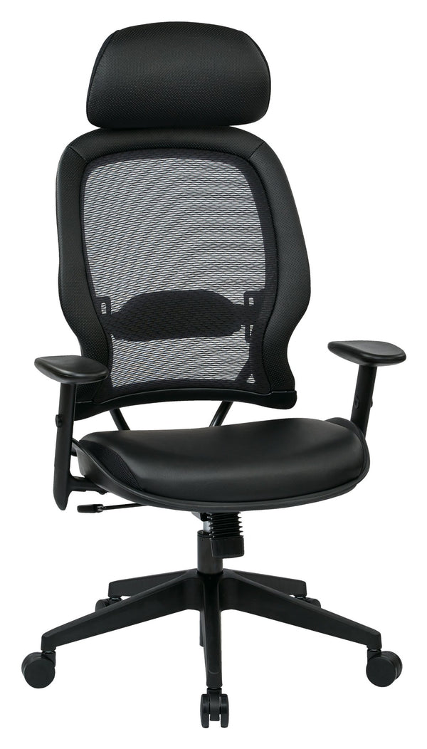 OSP Home Furnishings Professional Air Grid Ergonomic Office Chair with Lumbar Support and Bonded Leather Seat 57906E