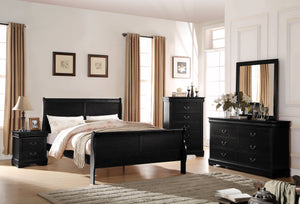 English Elm Louis Philippe Elegant Black Sleigh Bed - Eastern King Size With Timeless Design & Sturdy Support B2726S00140