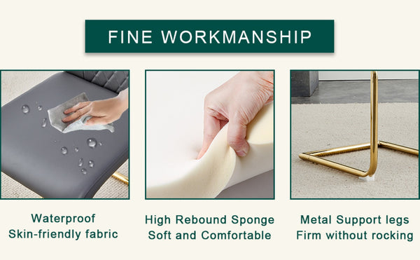 English Elm Table 5-Piece Set: Elegant 31.5-Inch Round Marble Dining Table With 4 Gray Pu Chairs & Gold Legs W1151S02493-GIGA