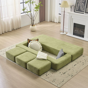 English Elm Ebern Convertible Sectional Sofa - Soft Chenille Floor Bed With Foam Comfort For Small Spaces W1829P280223