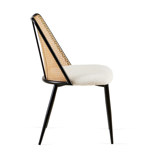 English Elm Off White Rattan Dining Chairs Set Of 2 - Modern Boucle Upholstered Chairs For Dining & Living Spaces W1164P218677