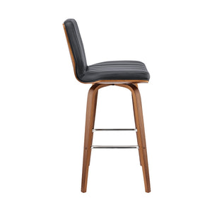 English Elm Quorin 30" Swivel Bar Stool In Gray Faux Leather & Walnut Wood - Modern Comfort & Style B2736P268614-GIGA