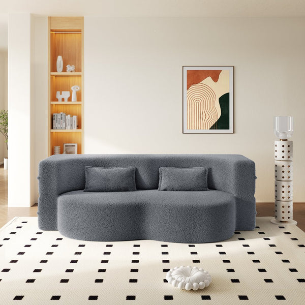 English Elm Modern Corduroy Floor Sofa Foldable Twin Sleeper Foam Filled for Compact Living Spaces Dark Grey W1885P435357