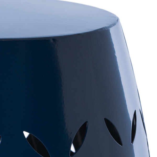 English Elm Lilac Barrel Iron Outdoor Accent Table with Leaf Cutout Pattern for Patio or Balcony 61305.00