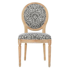 English Elm Kd French Country Rubberwood Dining Chairs Fluted Legs Padded Seat Set of 2 Black White 60352.00BWHI