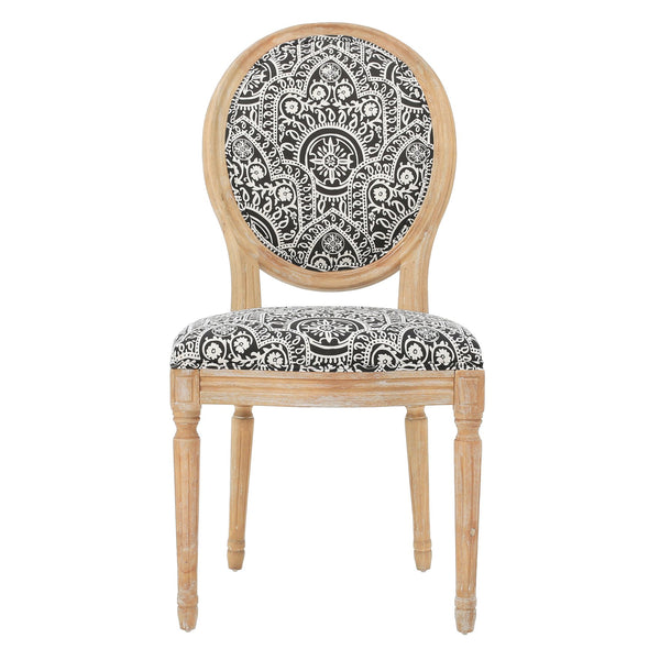 English Elm Kd French Country Rubberwood Dining Chairs Fluted Legs Padded Seat Set of 2 Black White 60352.00BWHI
